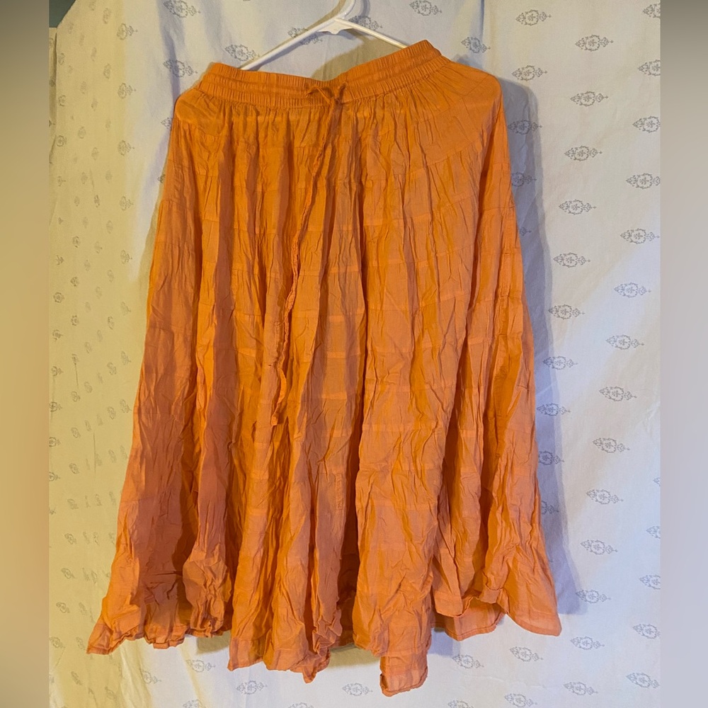 Chadwicks Orange A-Line Skirt with Ruffled Tiers